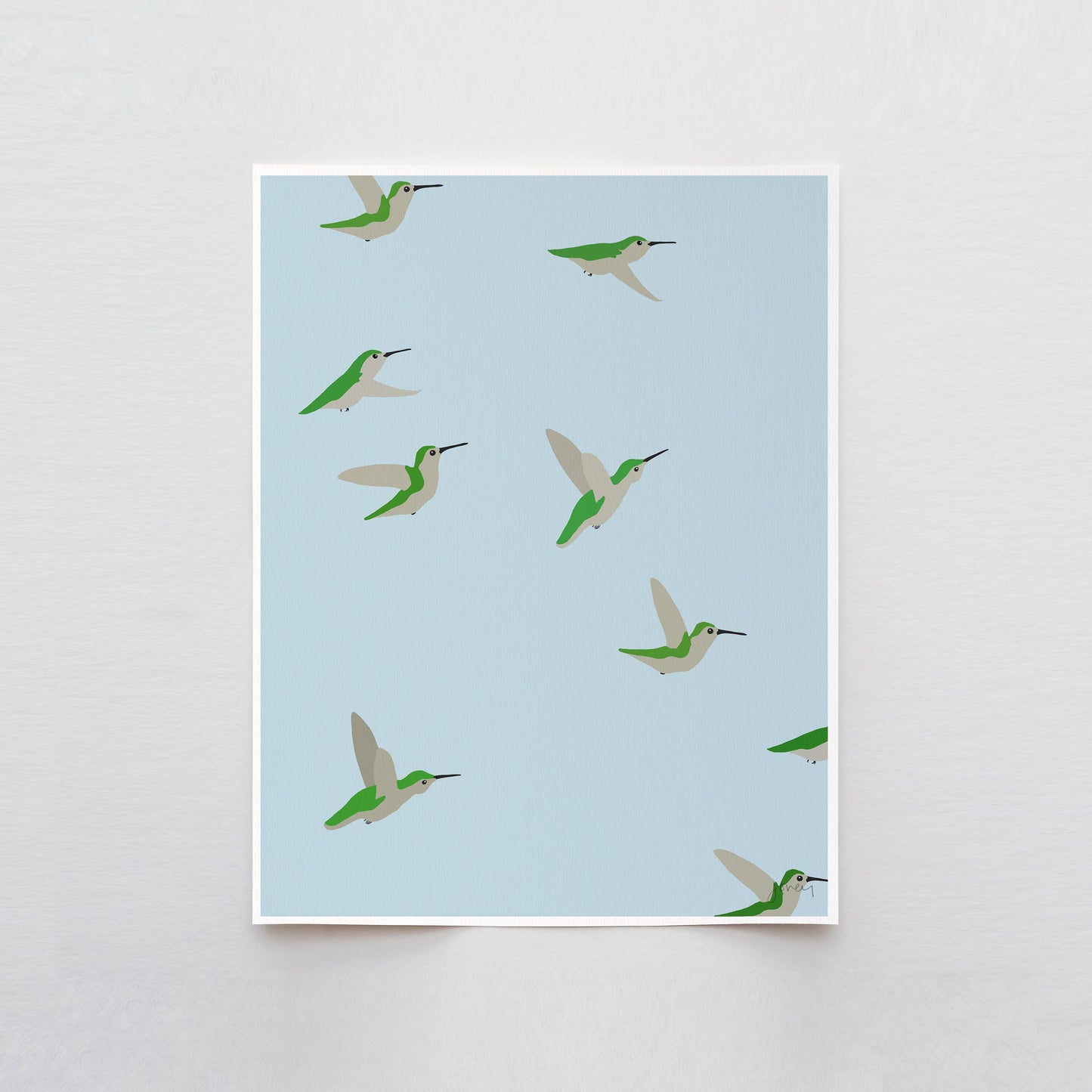 Hummingbirds Group Art Print - Unframed or Framed - 211217