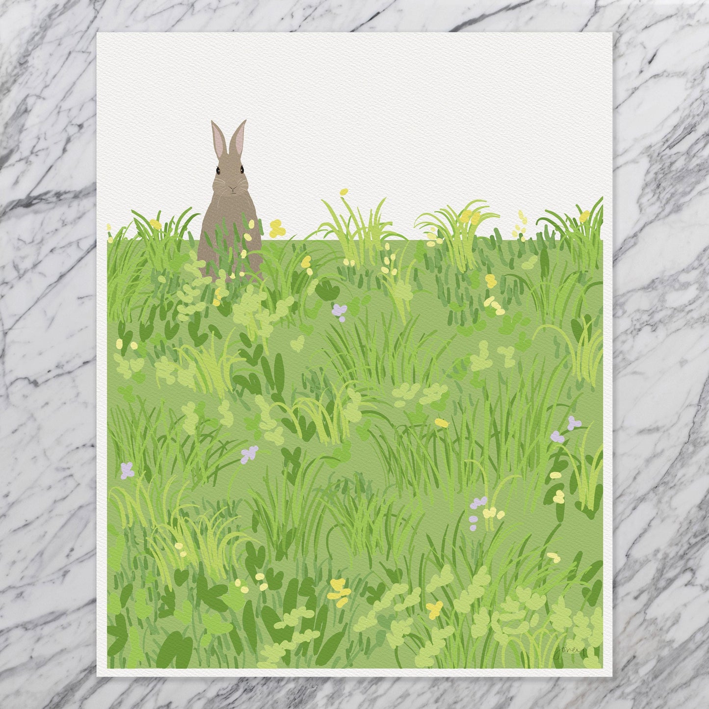 Bunny in the Grass Art Print - Unframed or Framed - 130307