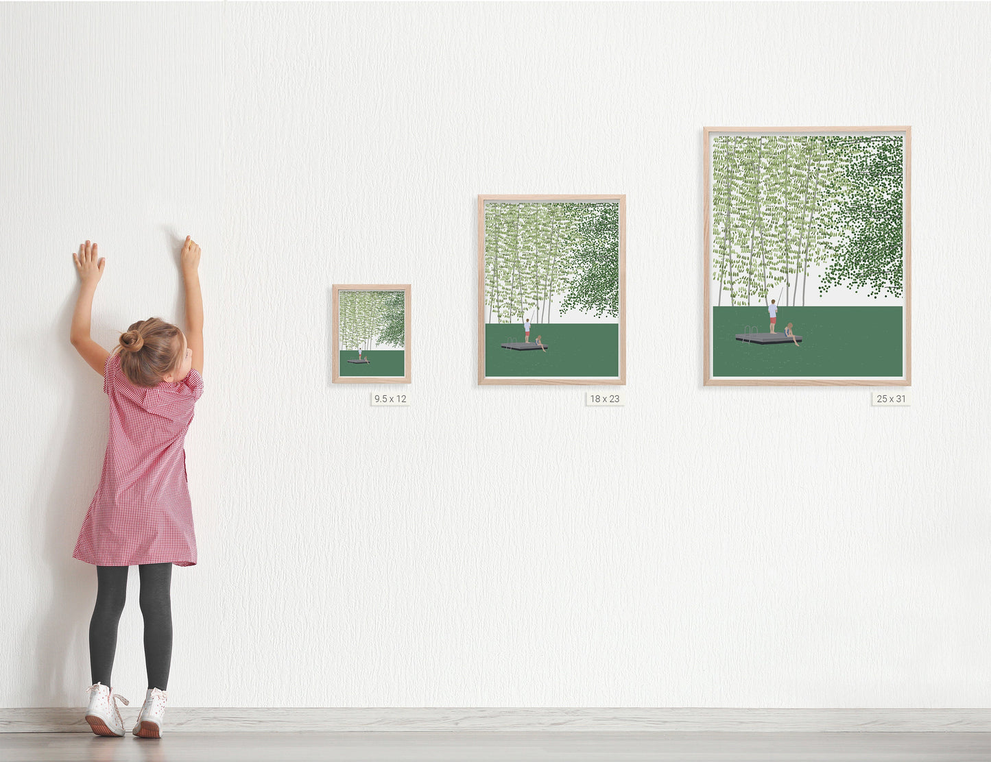 Kids Lake Fishing Art Print - Unframed or Framed - 220911