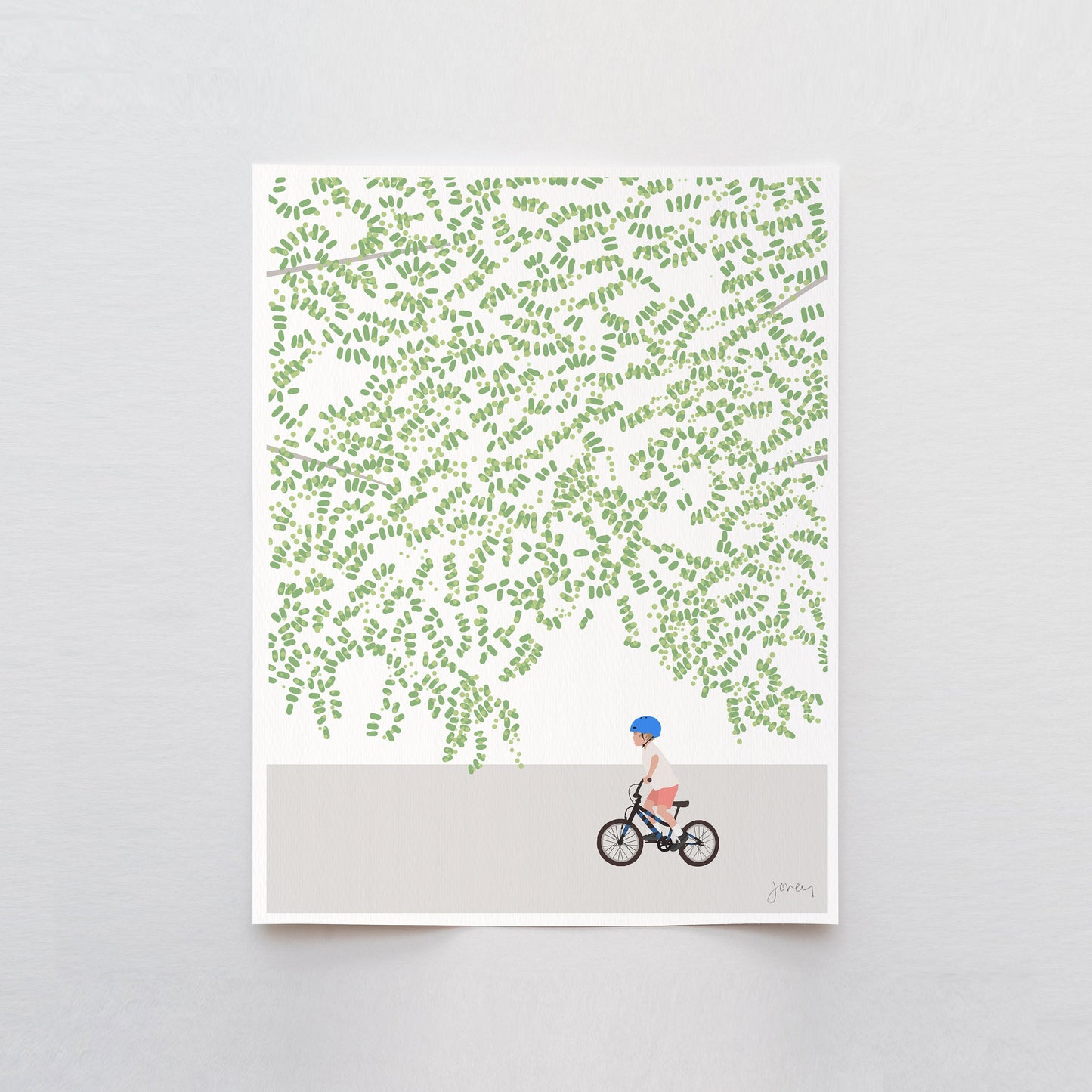 Boy Riding a Bike Art Print - Unframed or Framed - 230520