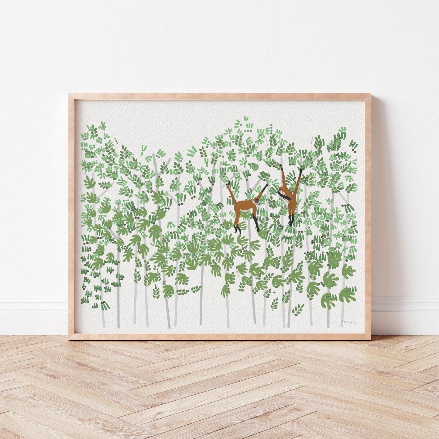 Monkeys in Jungle Art Print - Unframed or Framed - 250228