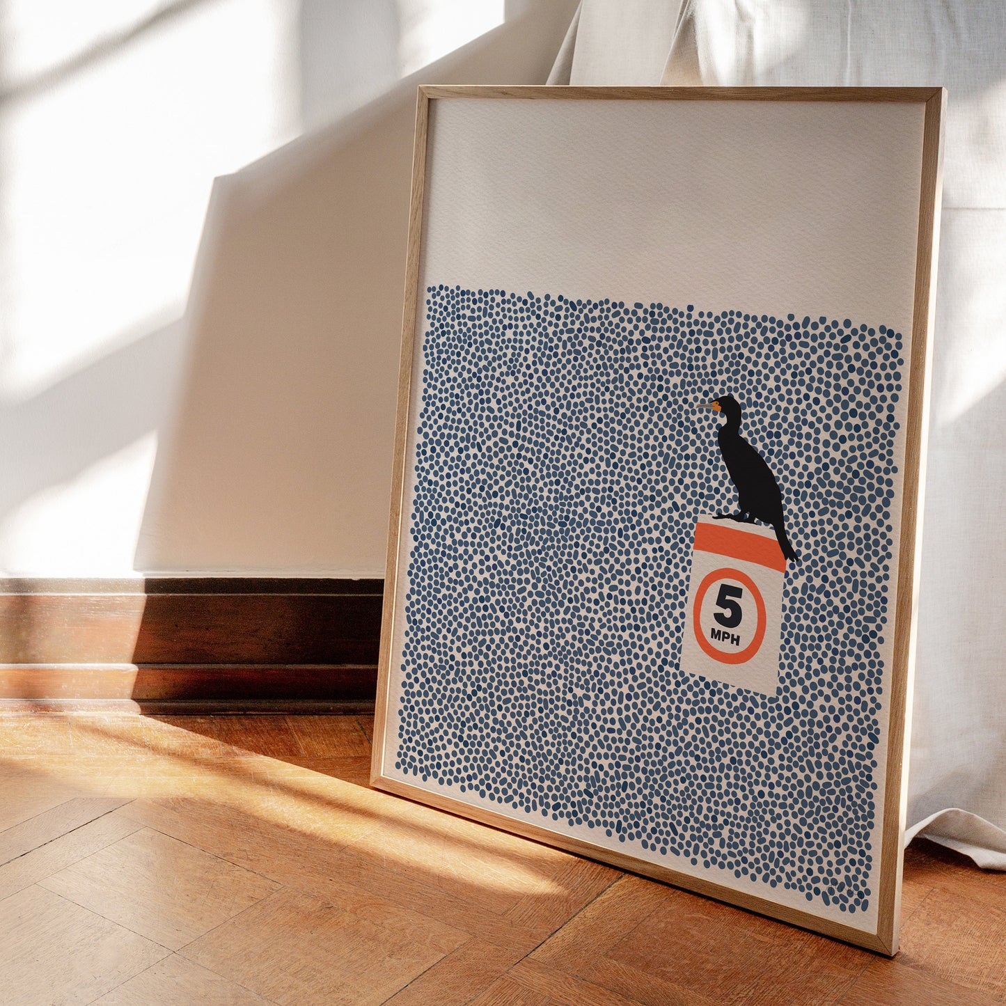 Cormorant on Buoy Art Print - Framed or Unframed - 140812