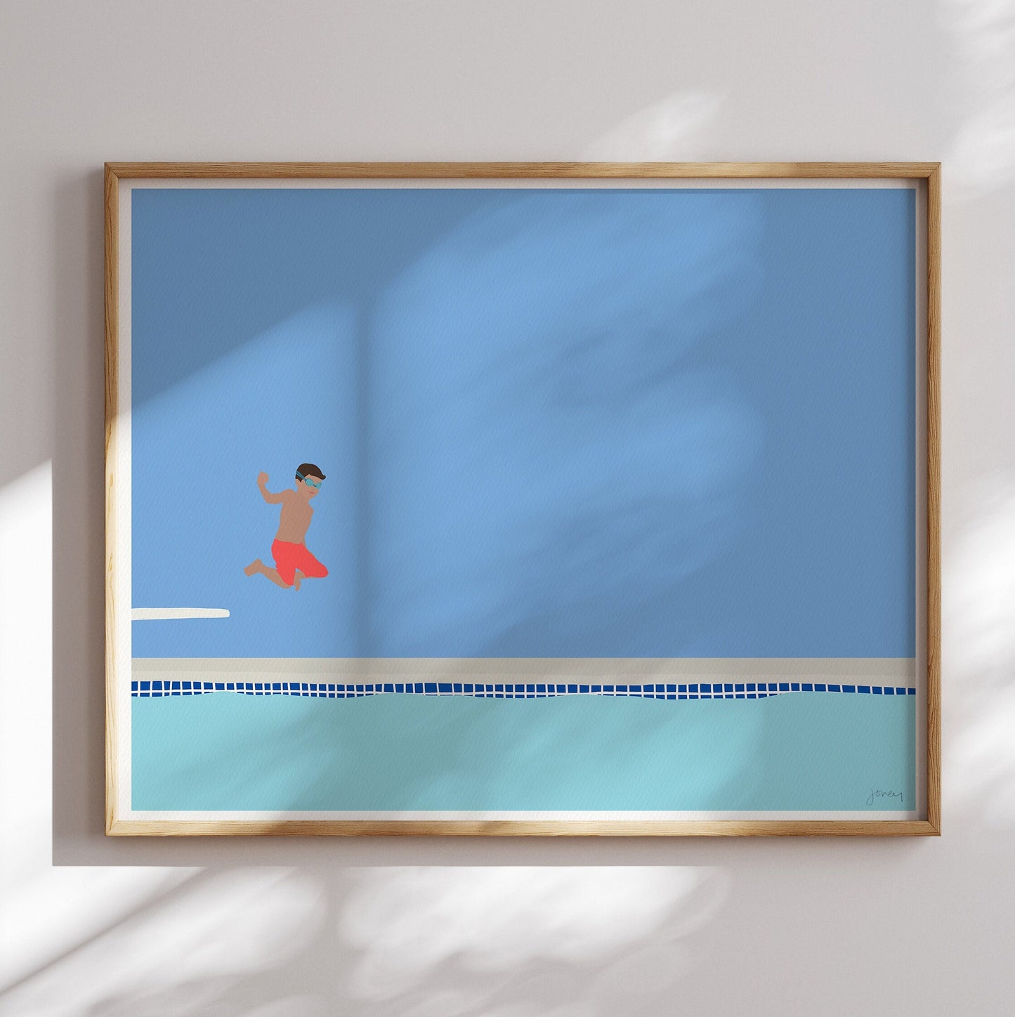 Boy Jumping into Pool Art Print - Unframed or Framed - 150713
