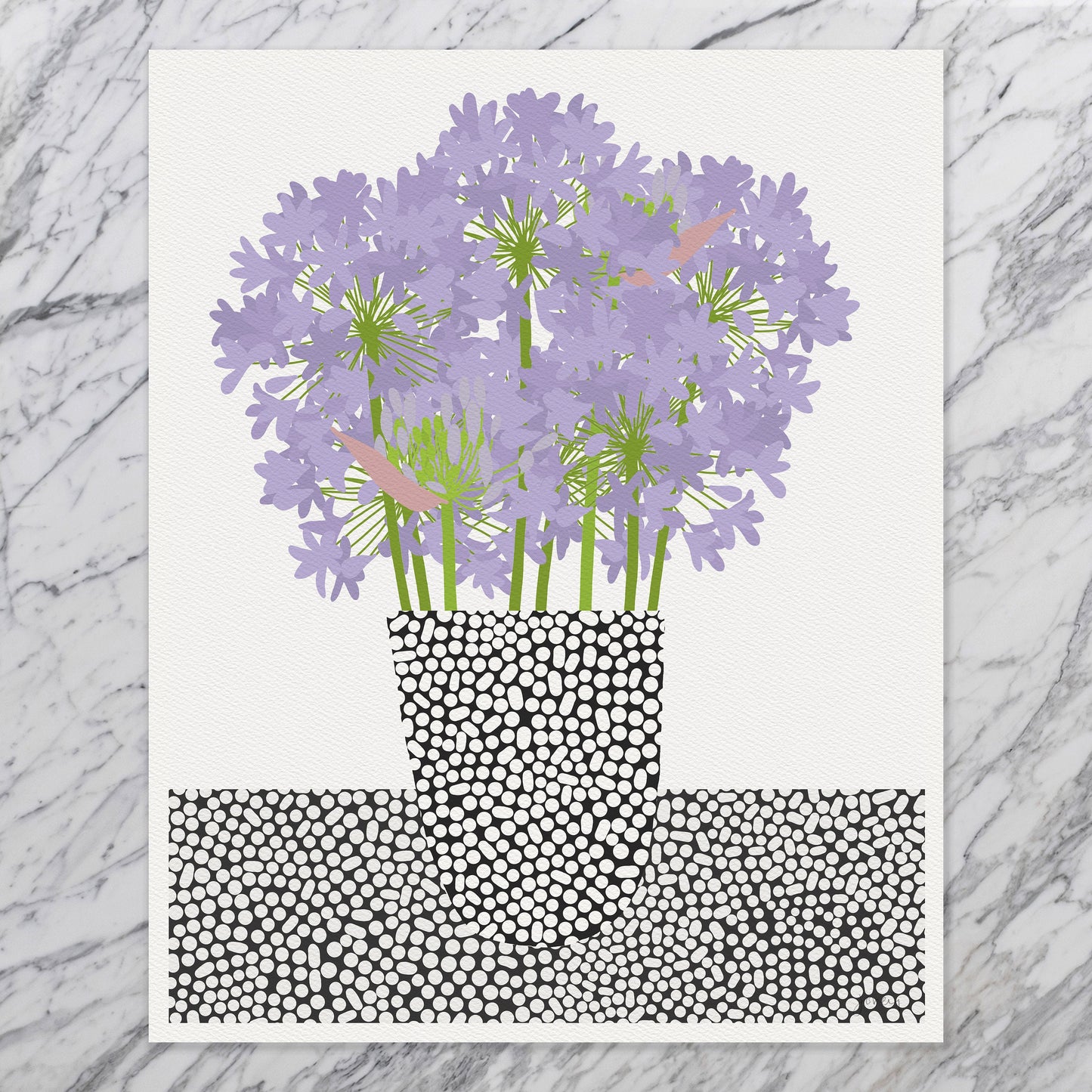 Abstract Agapanthus Still Life Art Print - Unframed or Framed - 220121