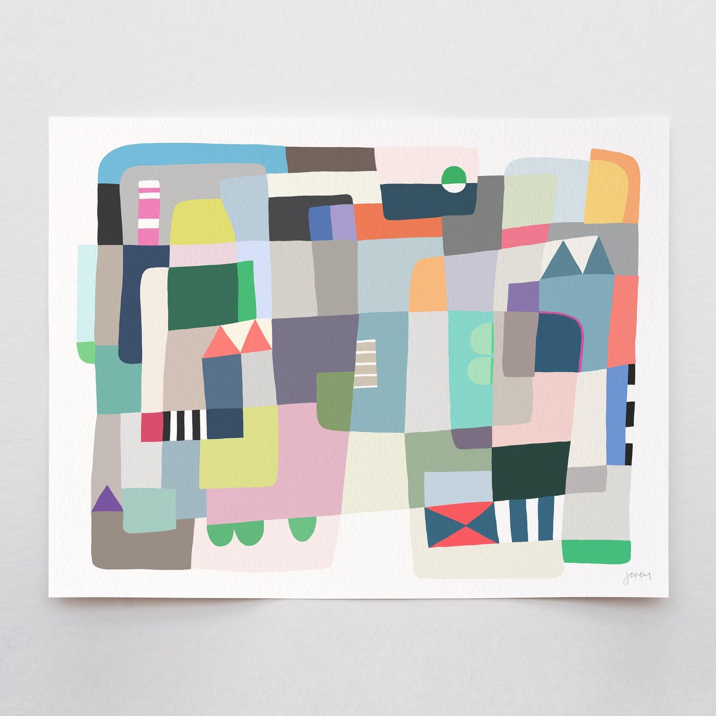 Abstract with Colorful Shapes Art Print - Unframed or Framed - 210430