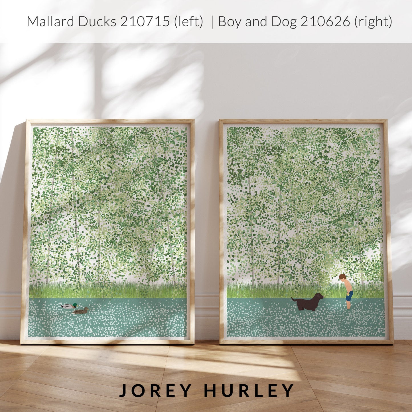 River with Boy and Dog Art Print - Unframed or Framed - 210626