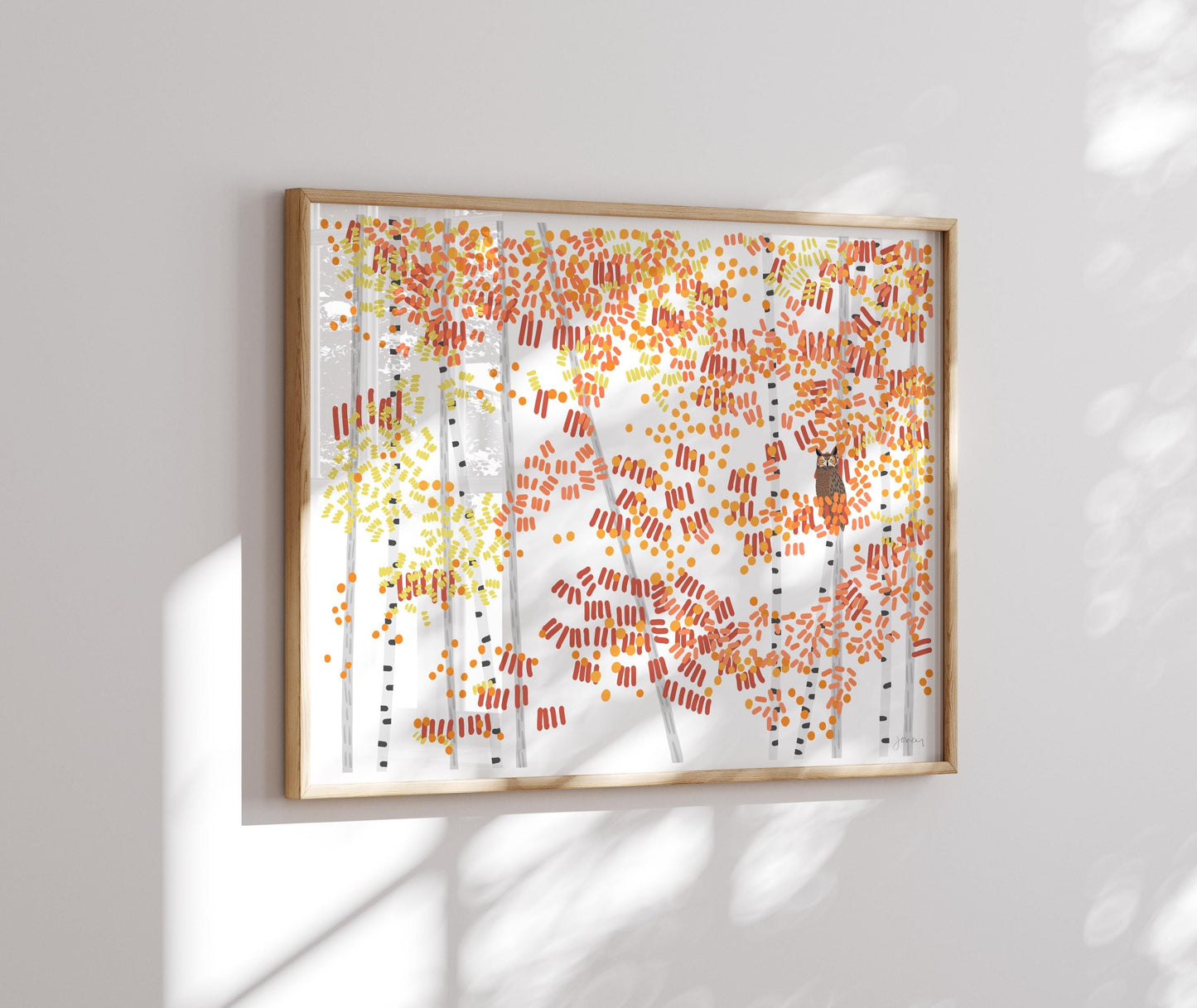 Owl in Fall Foliage Art Print - Signed by Jorey Hurley - 251130