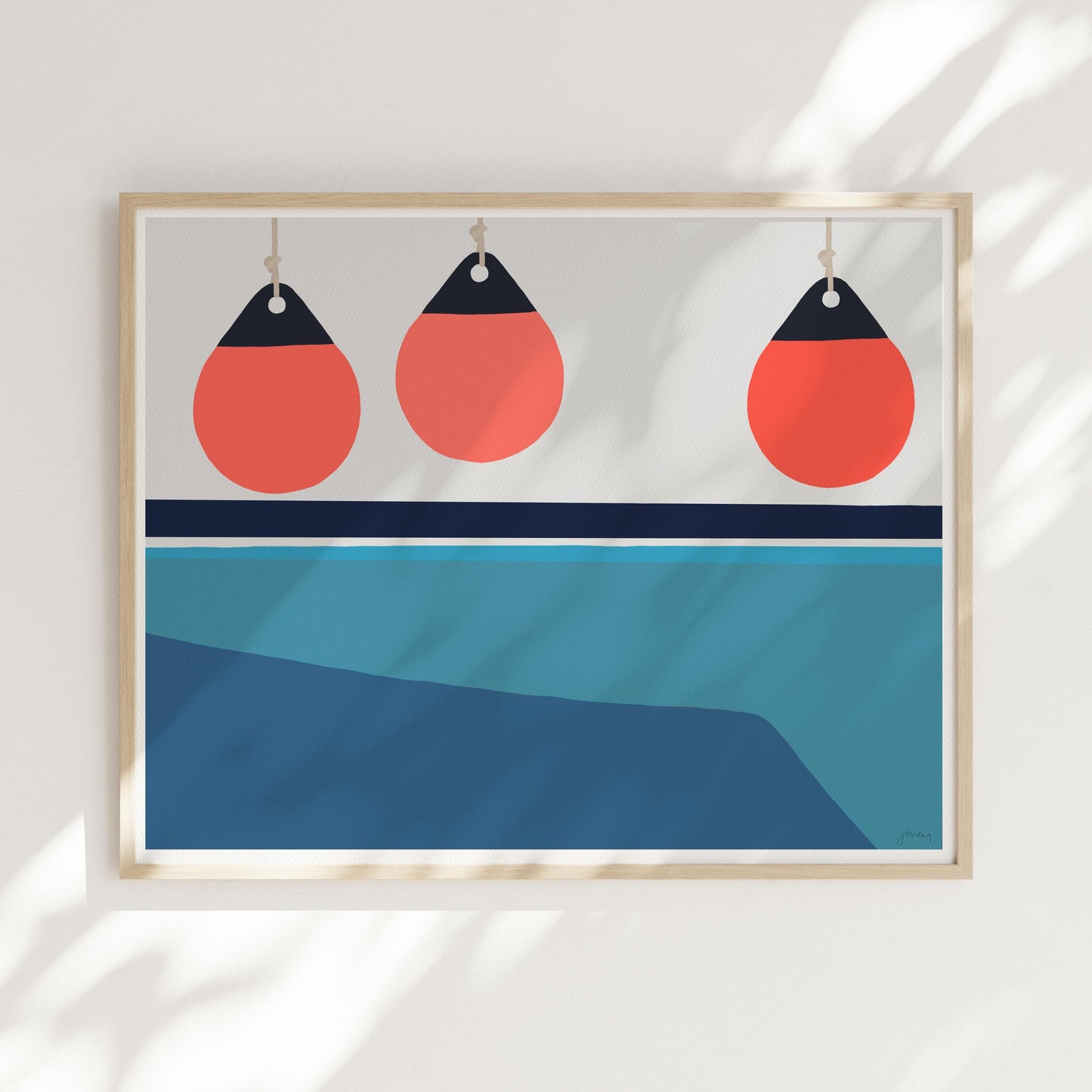 Sailboat with Buoys Art Print - Signed by Jorey Hurley - 260607
