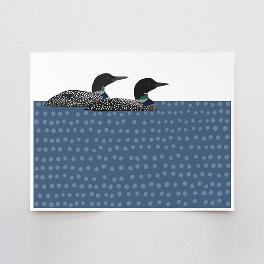 Swimming Loons Art Print - Unframed or Framed - 250226