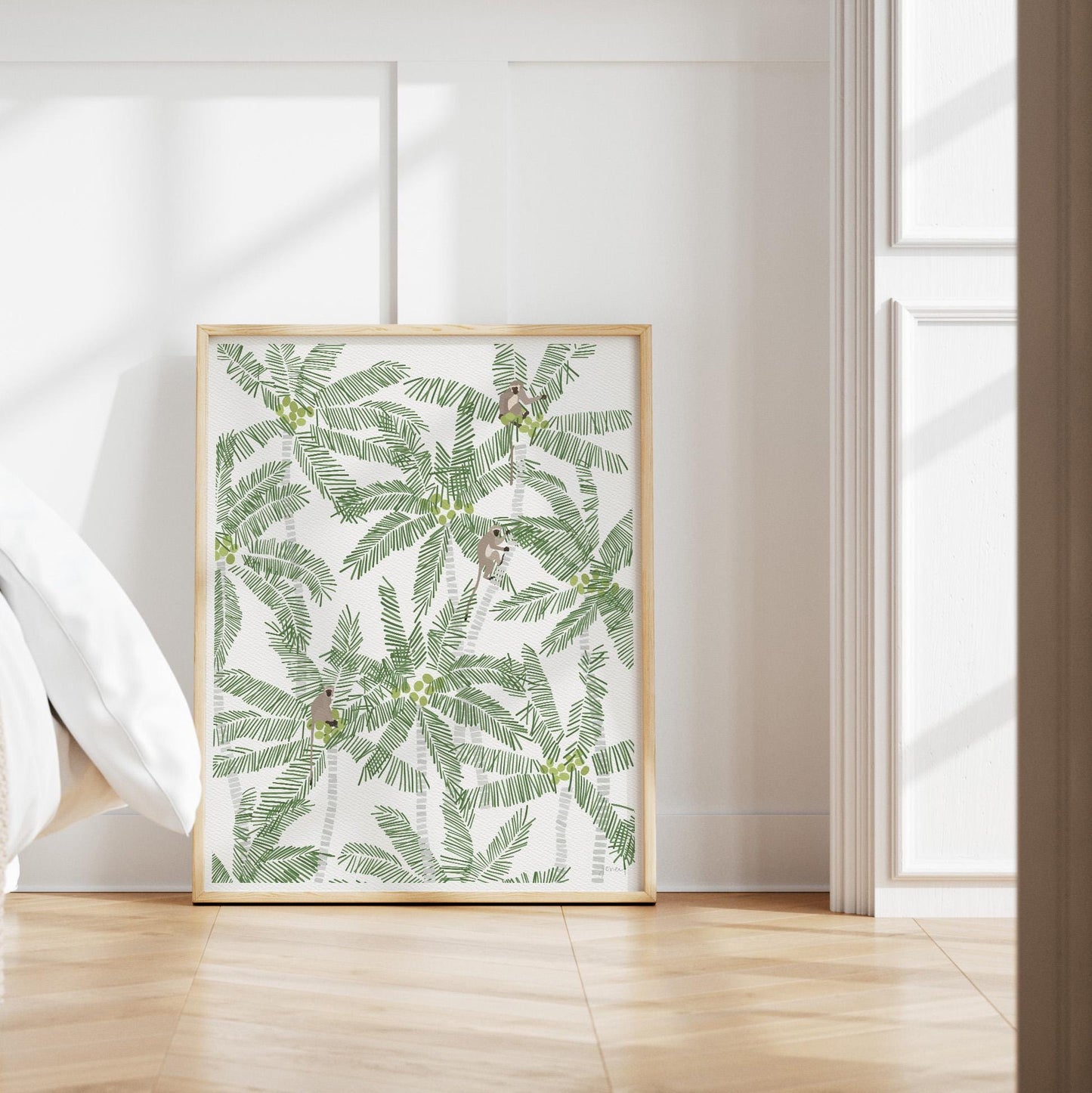 Vervet Monkeys in Palm Trees Art Print - Unframed or Framed - 250316