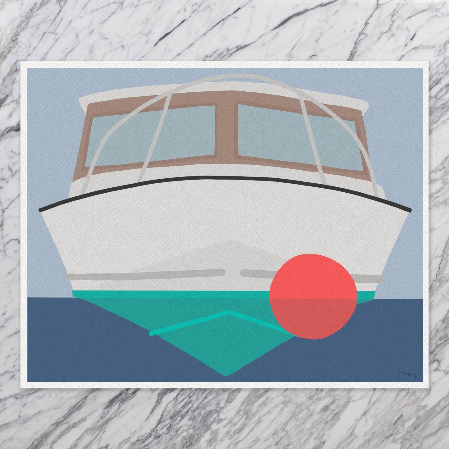 Cabin Cruiser Boat Art Print - Signed - 260524