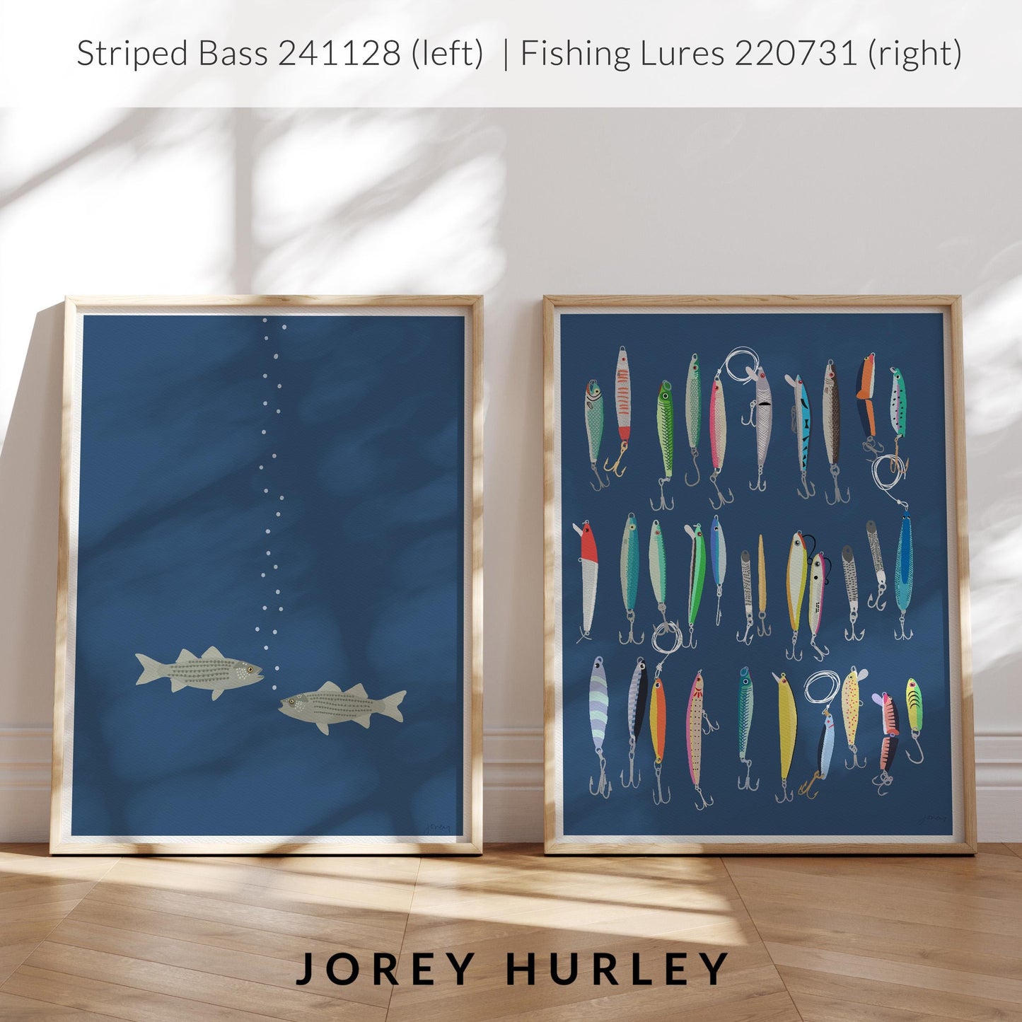 Two Striped Bass Art Print - Unframed or Framed - 241128