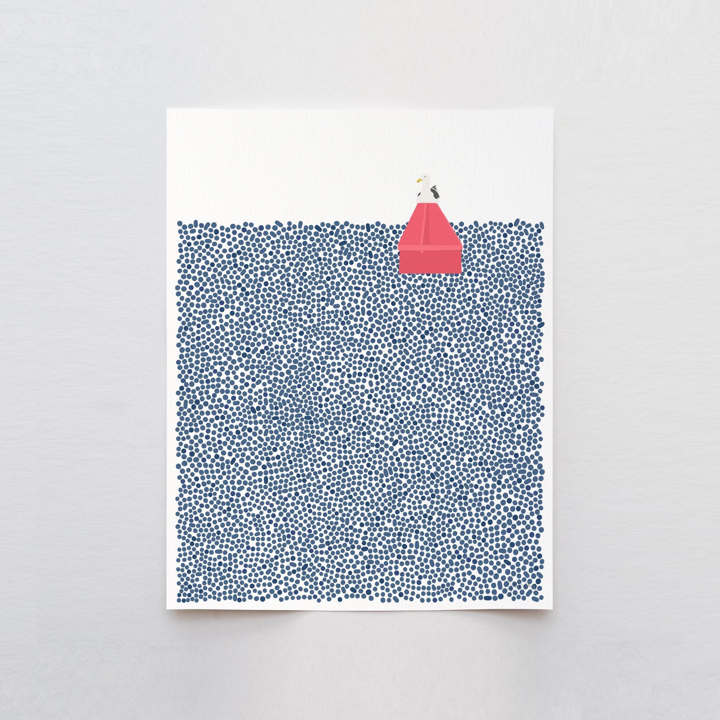 Channel Marker with Seagull Art Print - Unframed or Framed - 250415