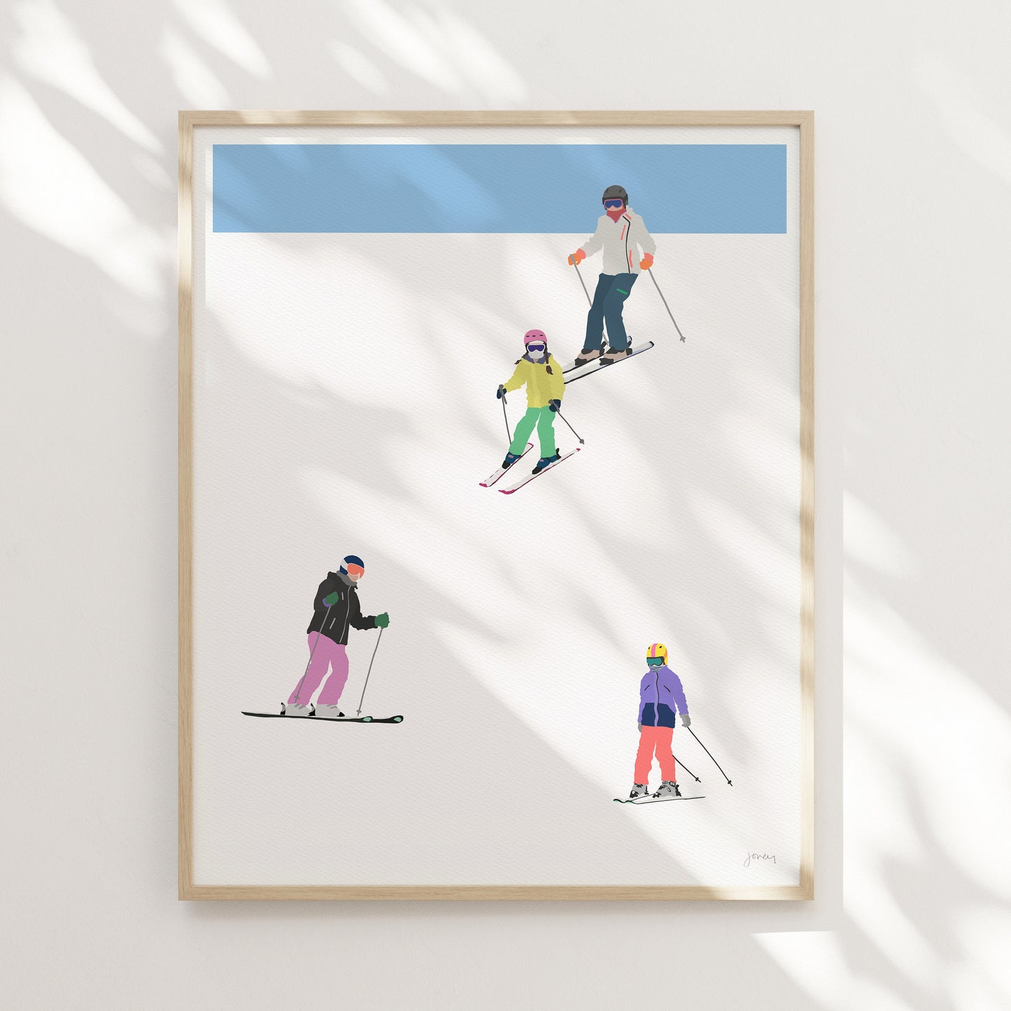 Family Skiing Art Print - Unframed or Framed - 230106