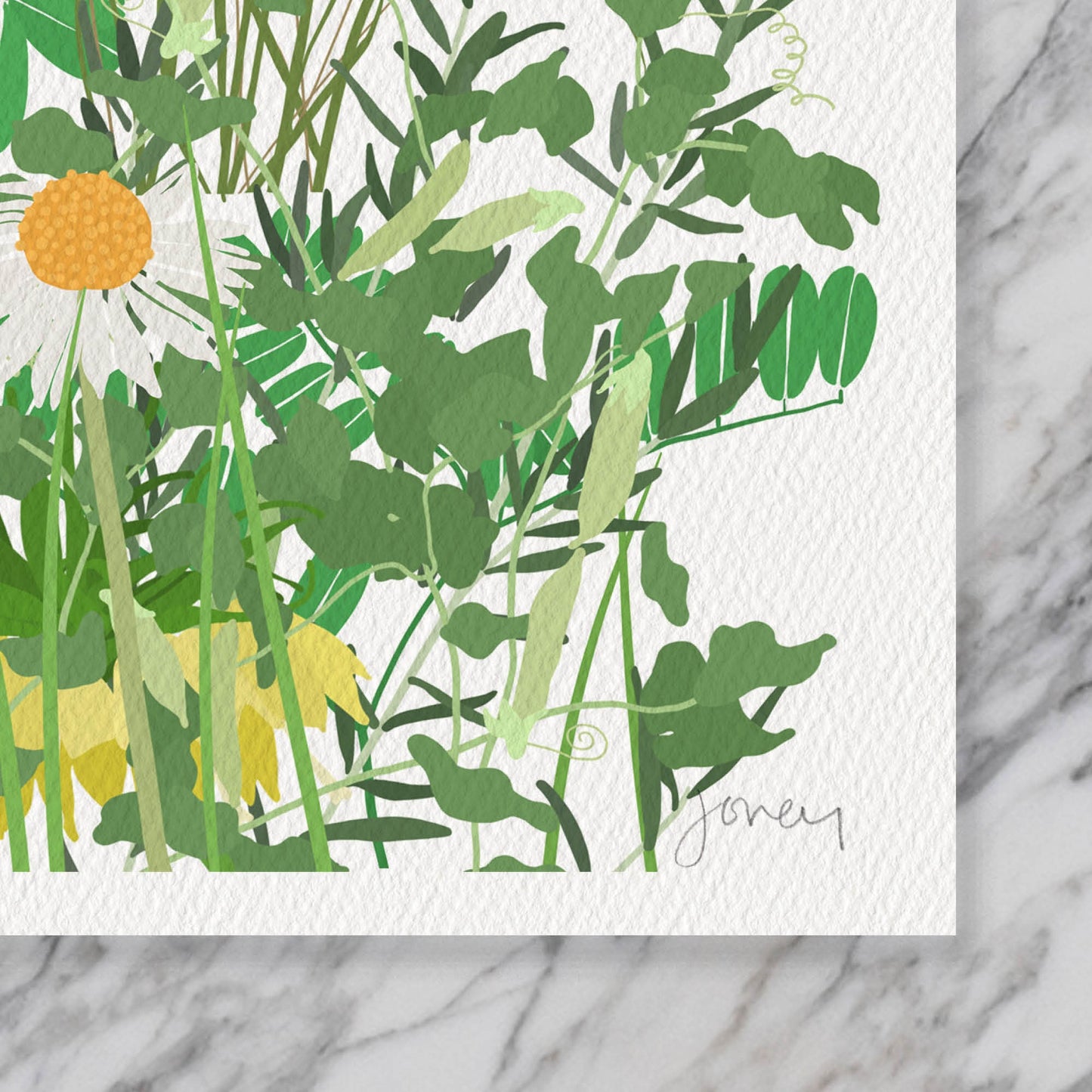 Mille Fleur with Daisies Art Print - Unframed or Framed - 210524