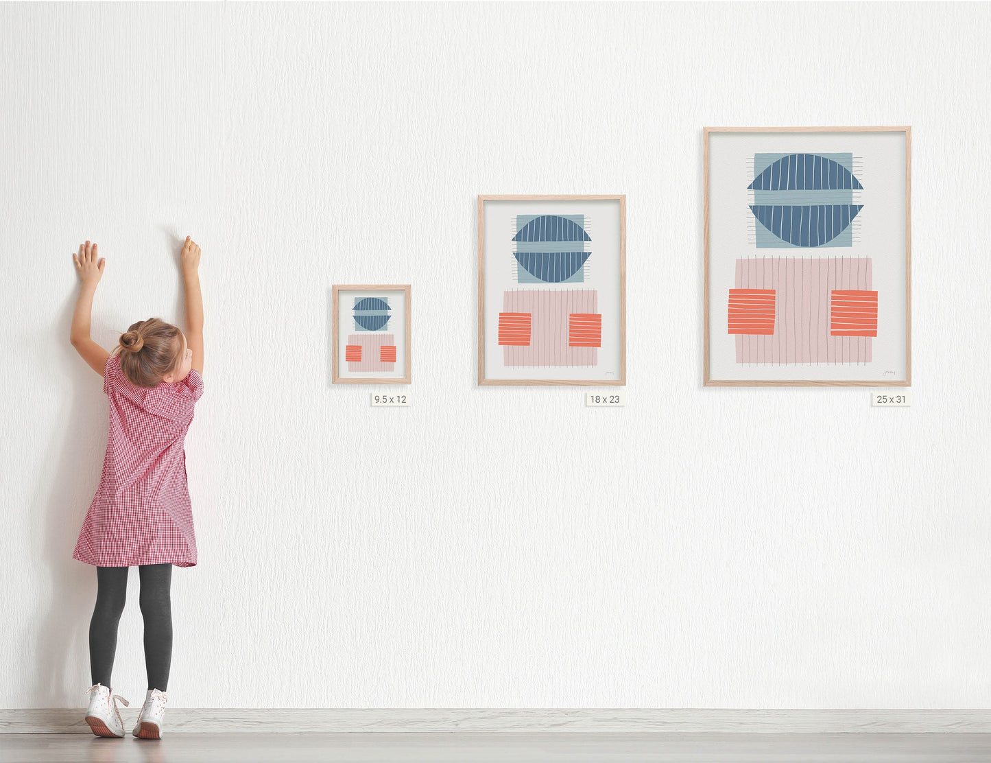 Coral and Blue Abstract Art Print - Unframed or Framed - 190702