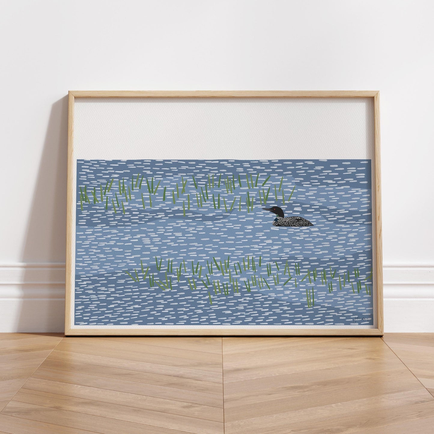 Loon Tidal Marsh Print - Signed Minimalist Bird Art on Museum Quality Paper