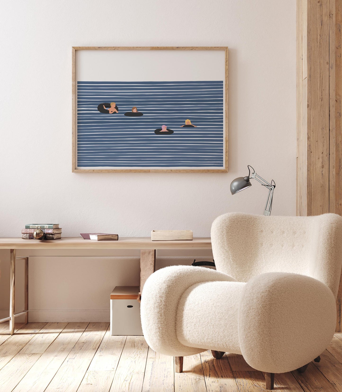 Family of Four in Inner Tubes Art Print - Unframed or Framed - 220917