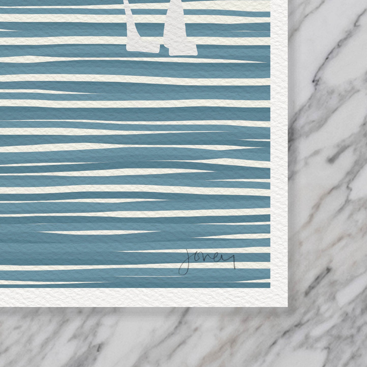 Sailboats on Striped Water Art Print - Unframed or Framed - 140324