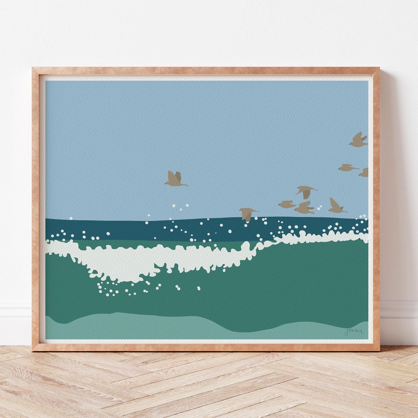 Birds over Ocean Waves Art Print - Unframed or Framed - 140816