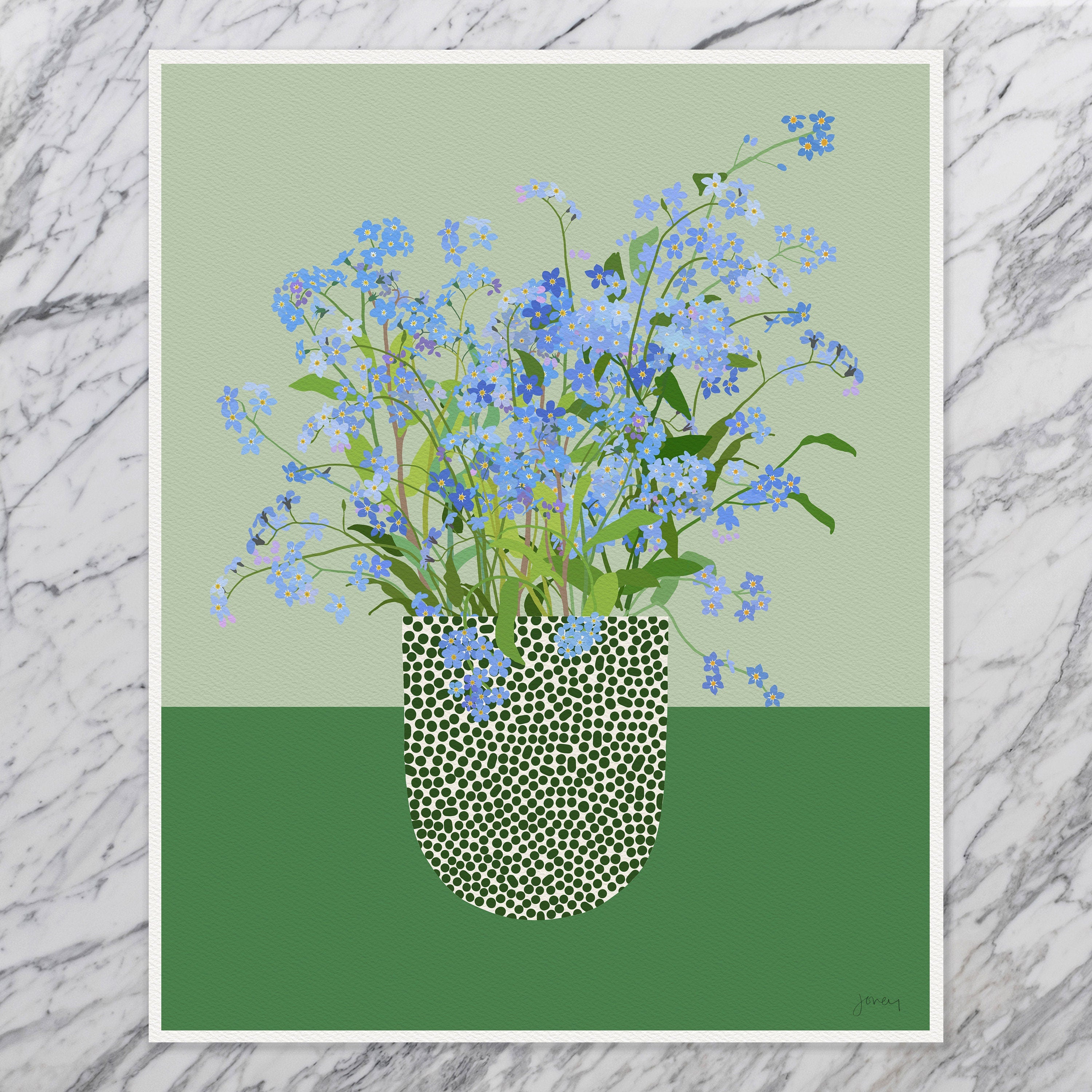 Forget Me Not Art Print – Hand Signed Botanical Wall Art on