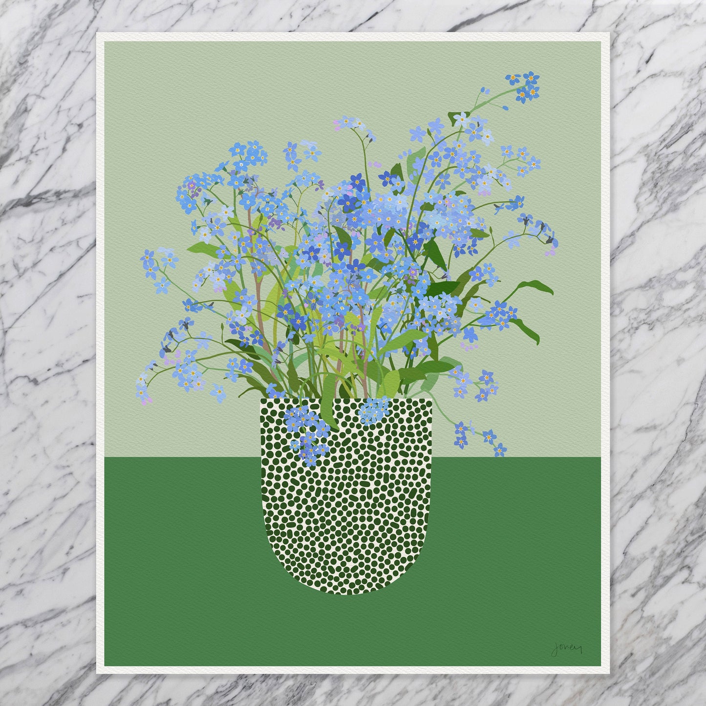 Forget Me Not Still Life Art Print - Unframed or Framed - 240428