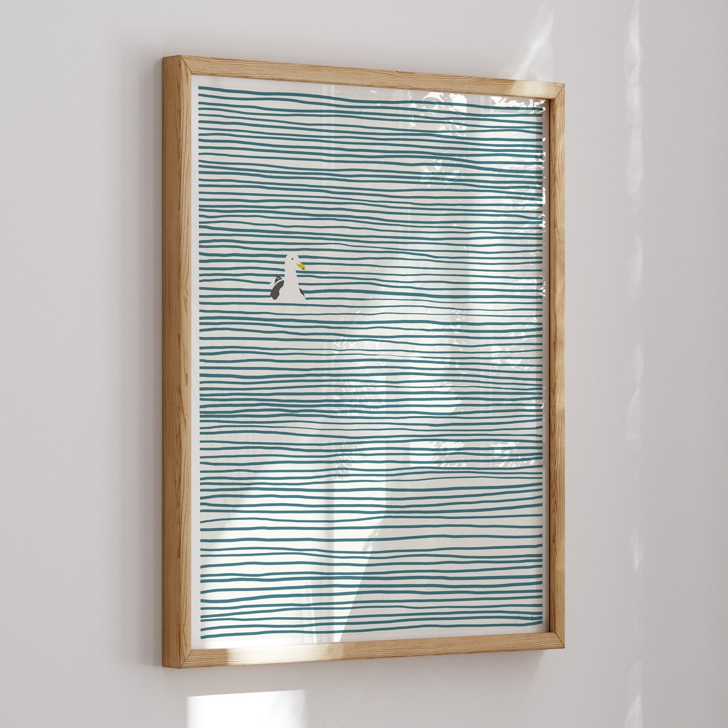 Seagull on Striped Water Art Print - Unframed or Framed - 130324