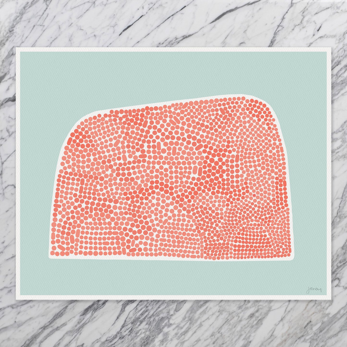 Coral Dotted Abstract Art Print – Signed - 220317