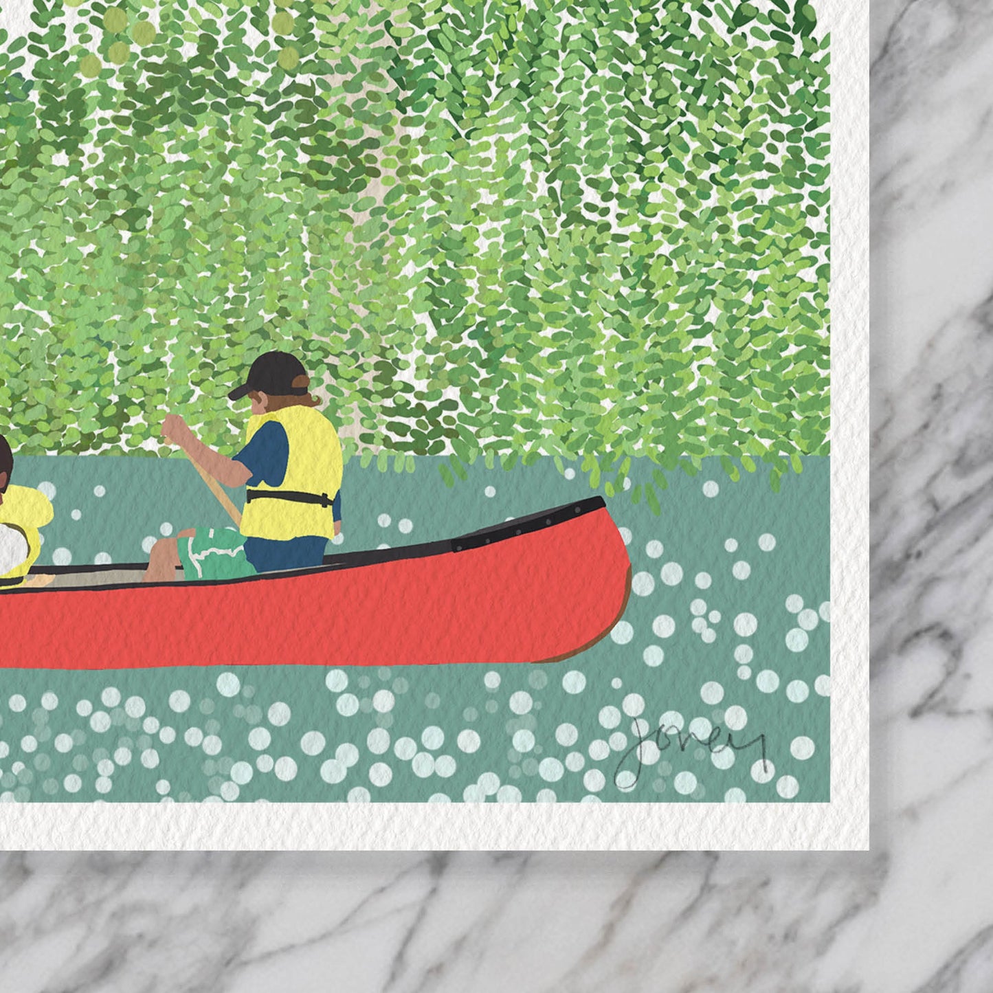 Canoeing Kids Art Print - Unframed or Framed - 210708