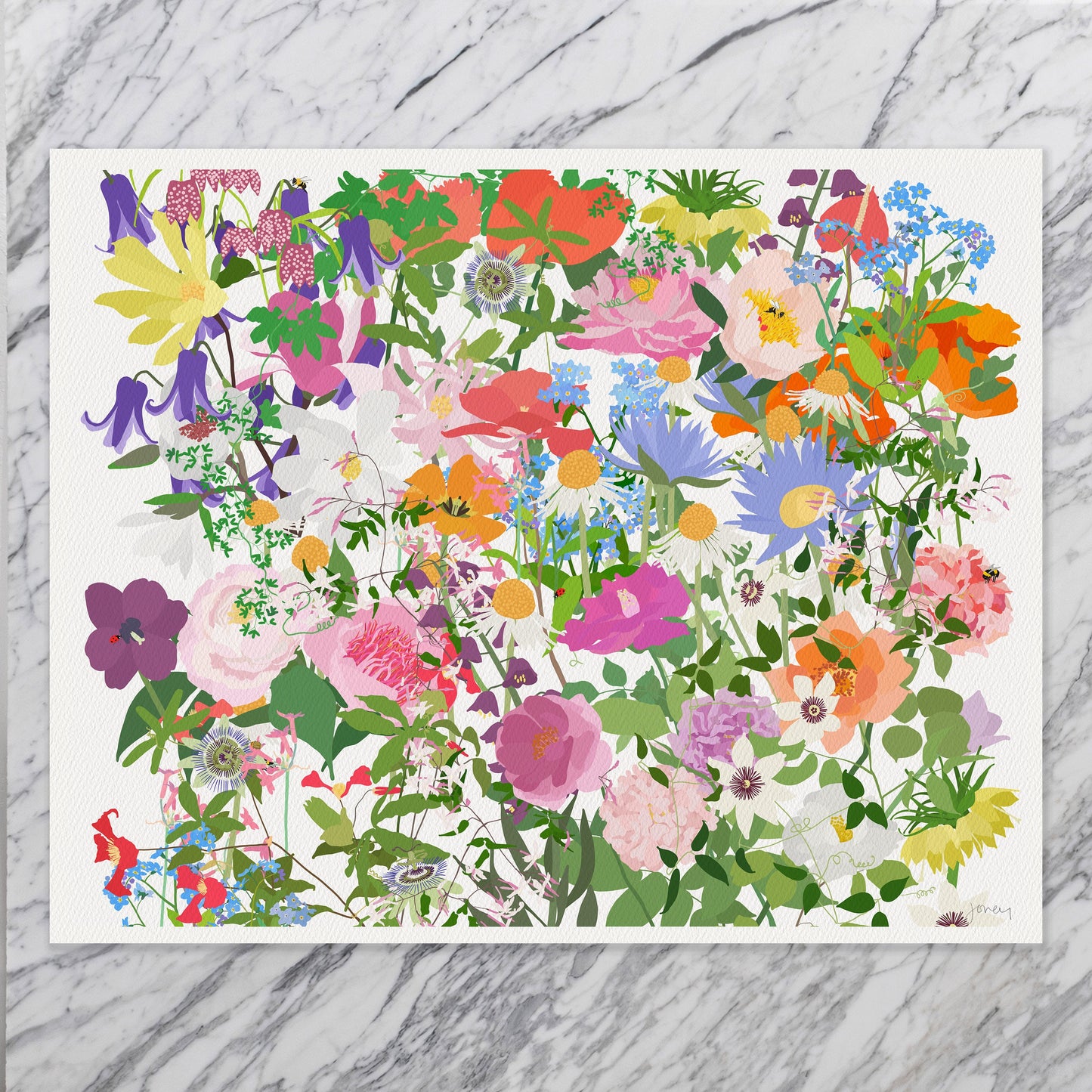 Springtime Millefleur Art Print - Unframed or Framed  - 210620