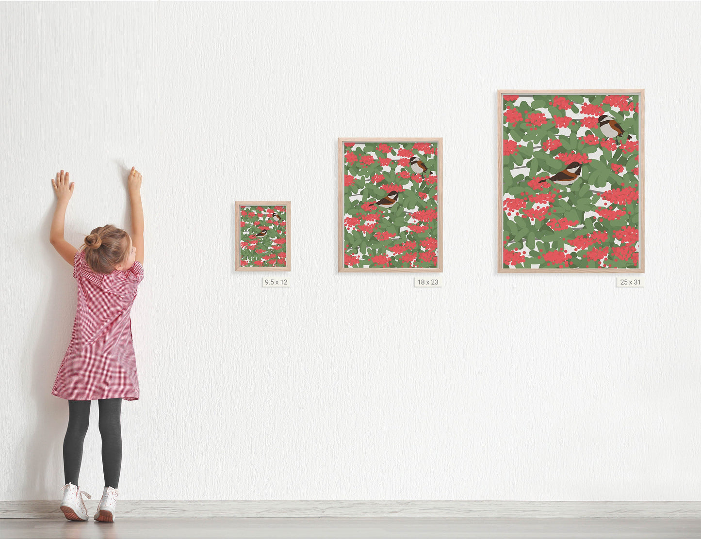 Chickadees and Toyon Berries Art Print - Unframed or Framed - 141116