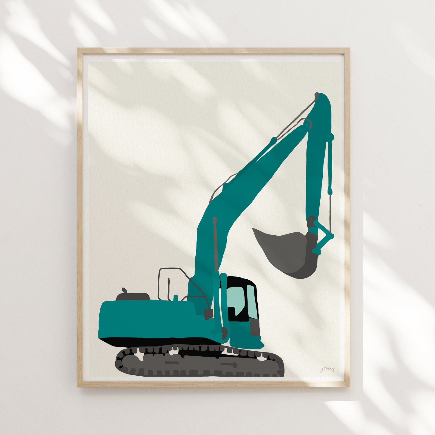 Excavator Art Print - Unframed or Framed - Kids Room Wall Art - 130902