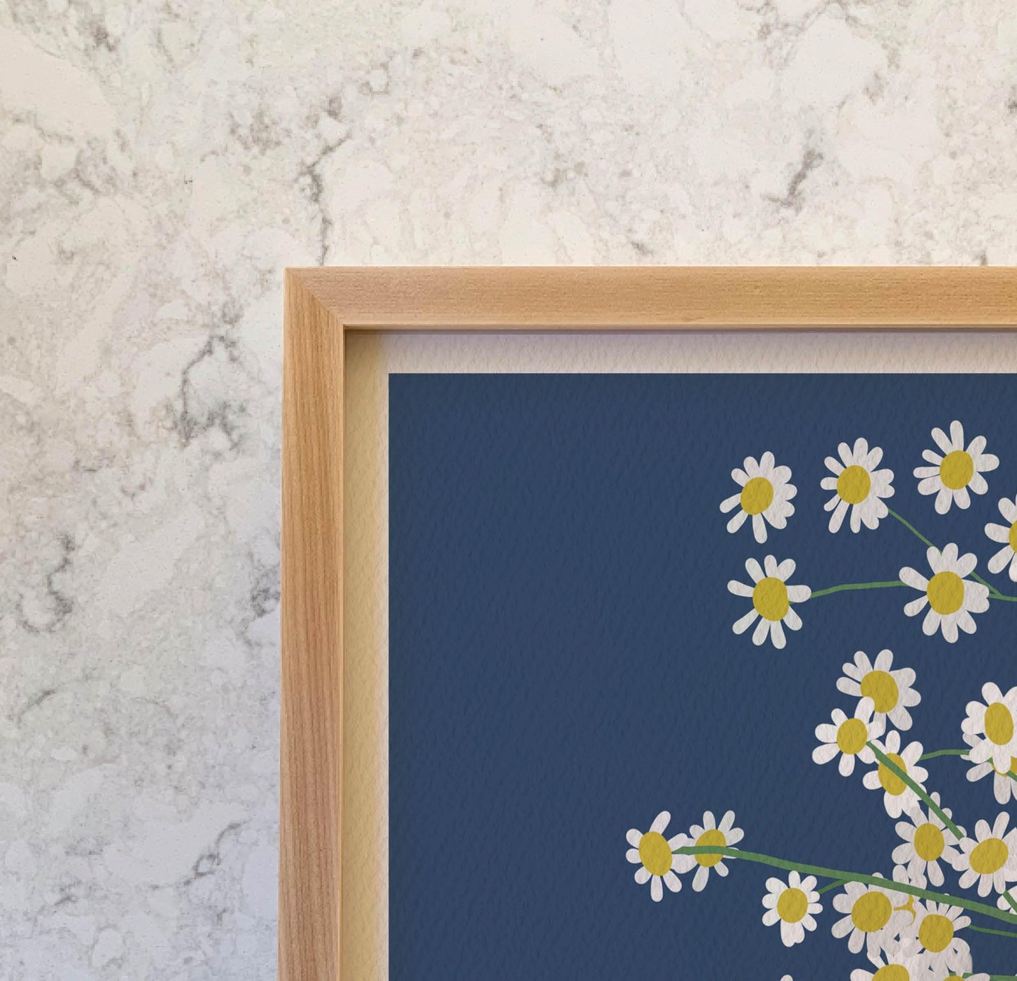 Chamomile Landscape Still Life Art Print - Framed or Unframed - 250305