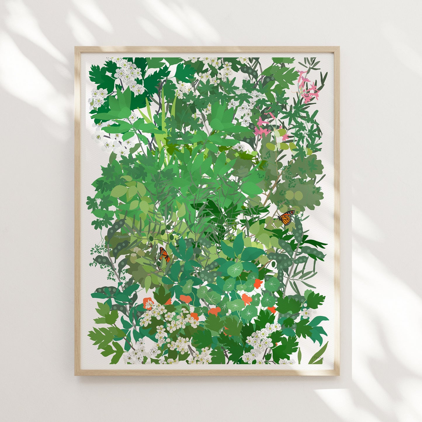 Mille Fleur with Butterflies Art Print - Unframed or Framed - 210507