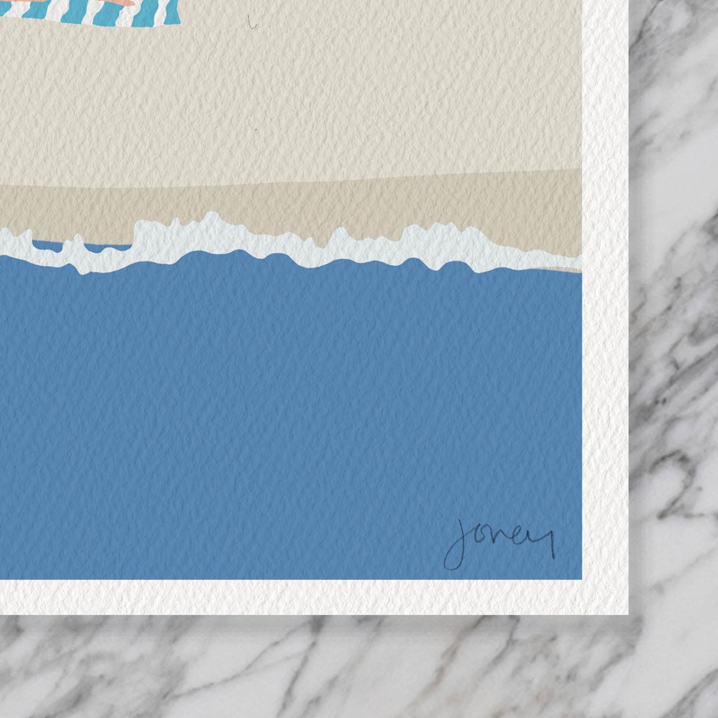 Reading Under Beach Umbrella Art Print - Unframed or Framed - 250211