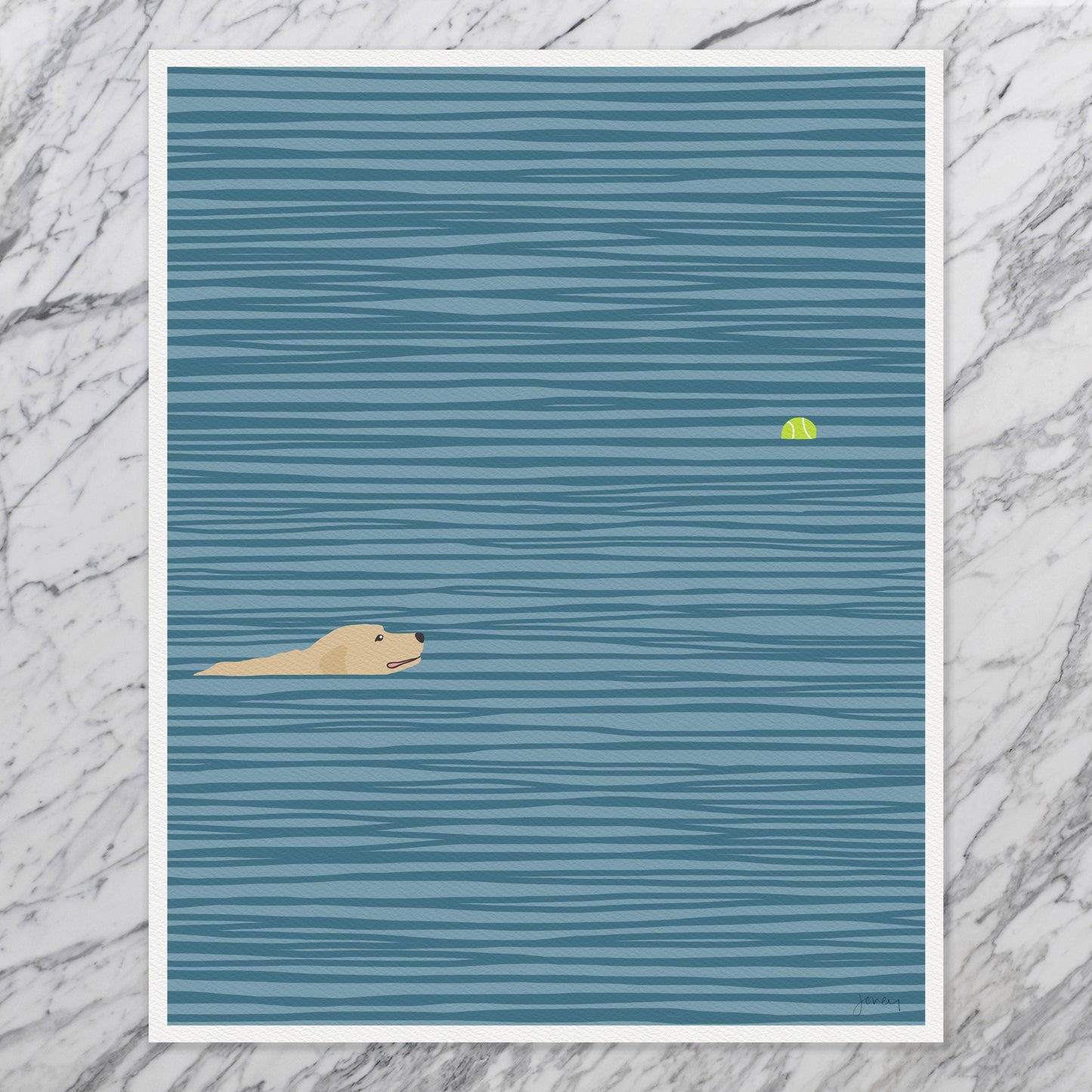 Yellow Labrador Swimming Art Print - Unframed or Framed - 140306