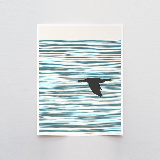 Cormorant in Flight Abstract Art Print - Unframed or Framed - 130410