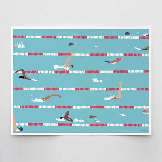 Swim Practice Art Print - Unframed or Framed - 160505