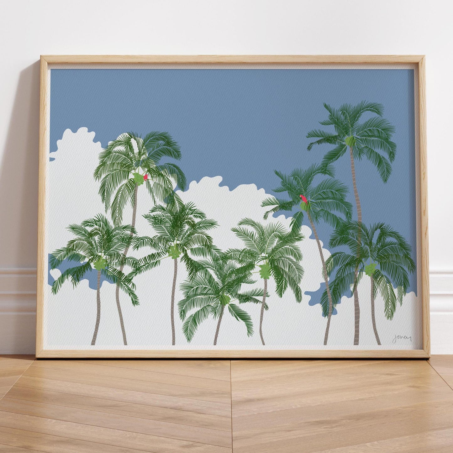 Parrots in Palms Trees Art Print - Unframed or Framed - 250202