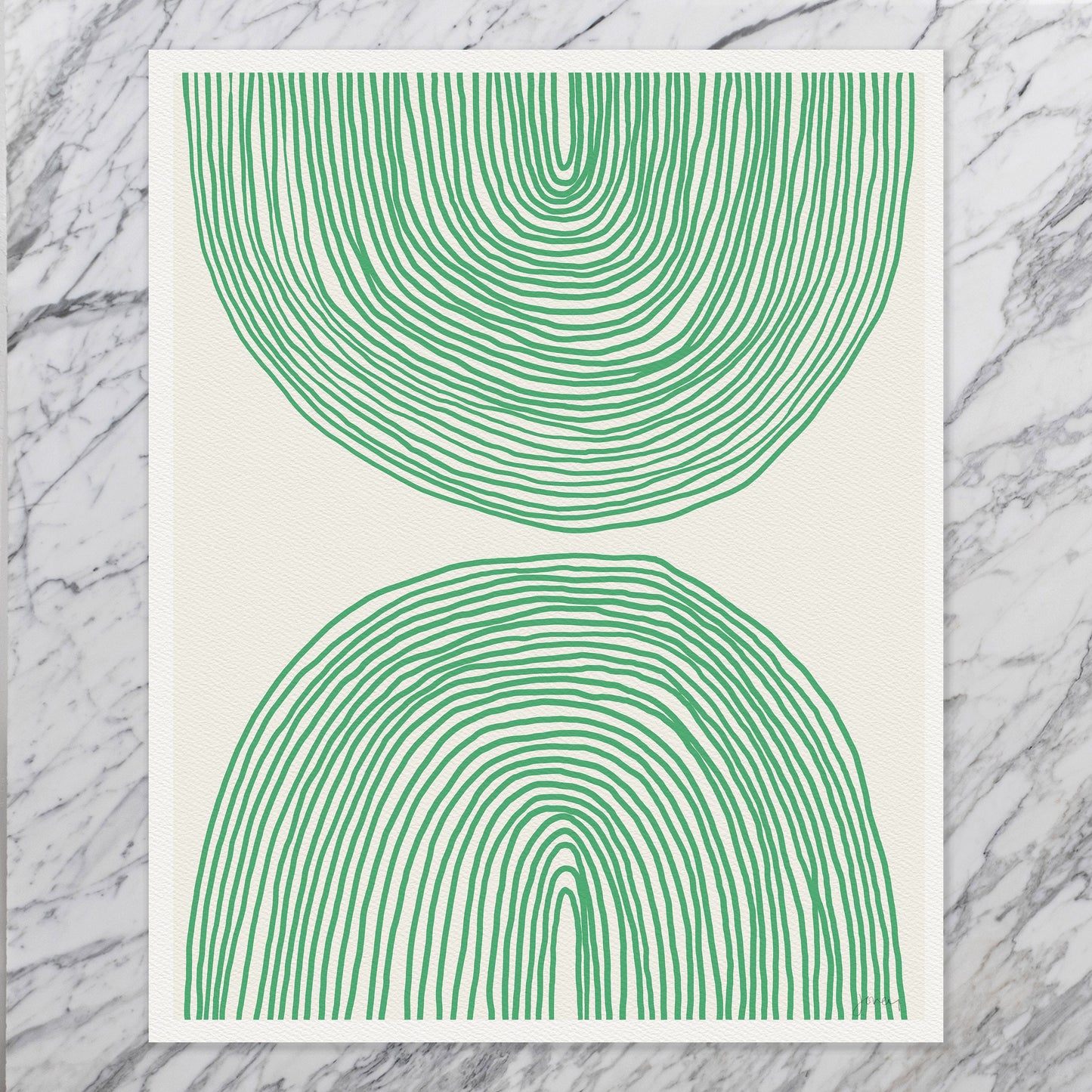Green Striped Abstract Art Print - Framed or Unframed - 160214