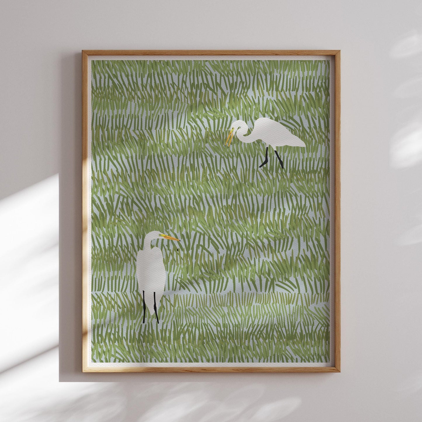 Two Egrets Art Print - Unframed or Framed - 220402