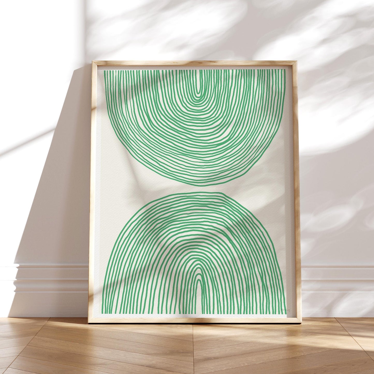 Green Striped Abstract Art Print - Framed or Unframed - 160214