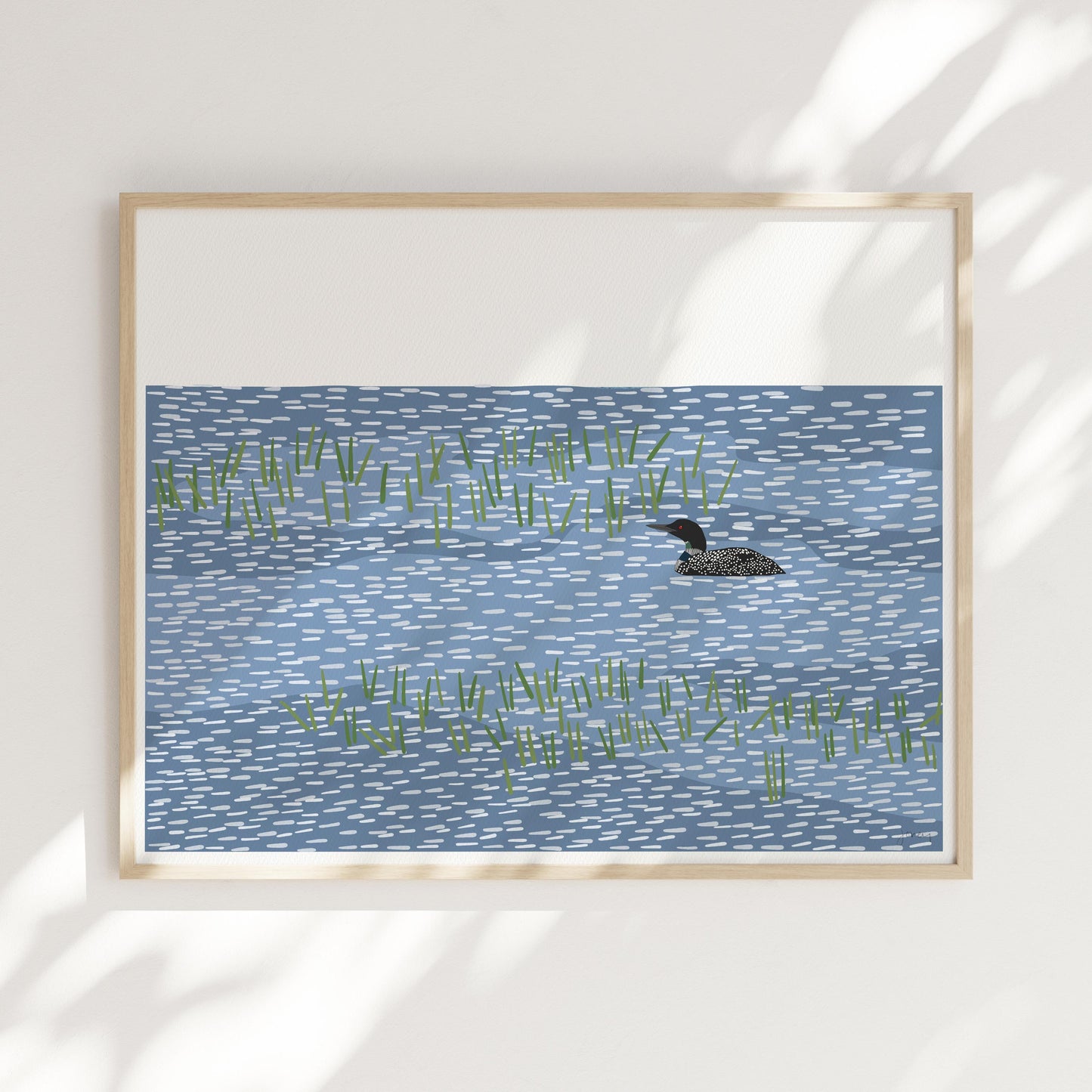 Loon Tidal Marsh Print - Signed Minimalist Bird Art on Museum Quality Paper