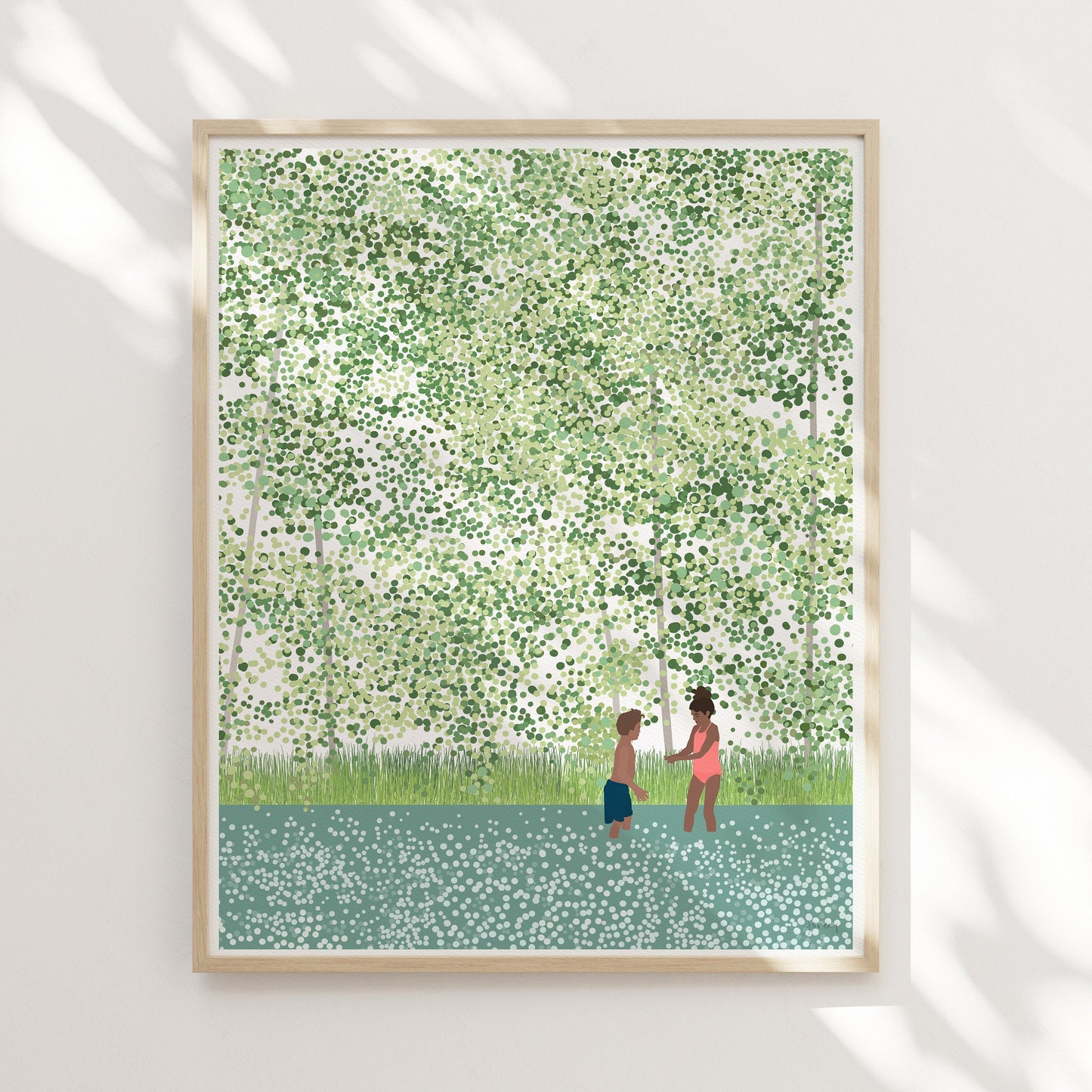 Children Playing in the River Art Print - Unframed or Framed - 210626