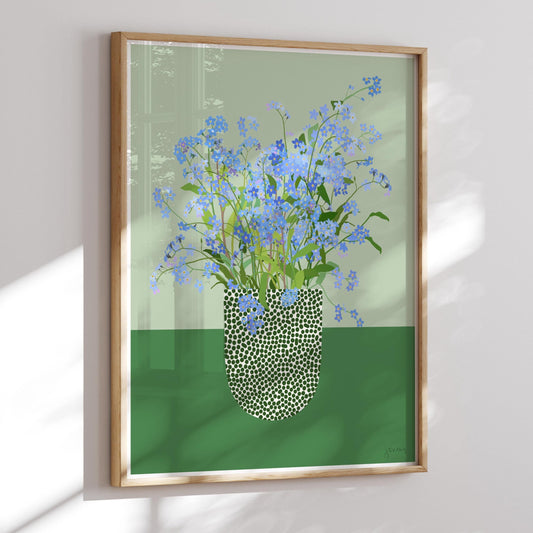 Forget Me Not Still Life Art Print - Unframed or Framed - 240428
