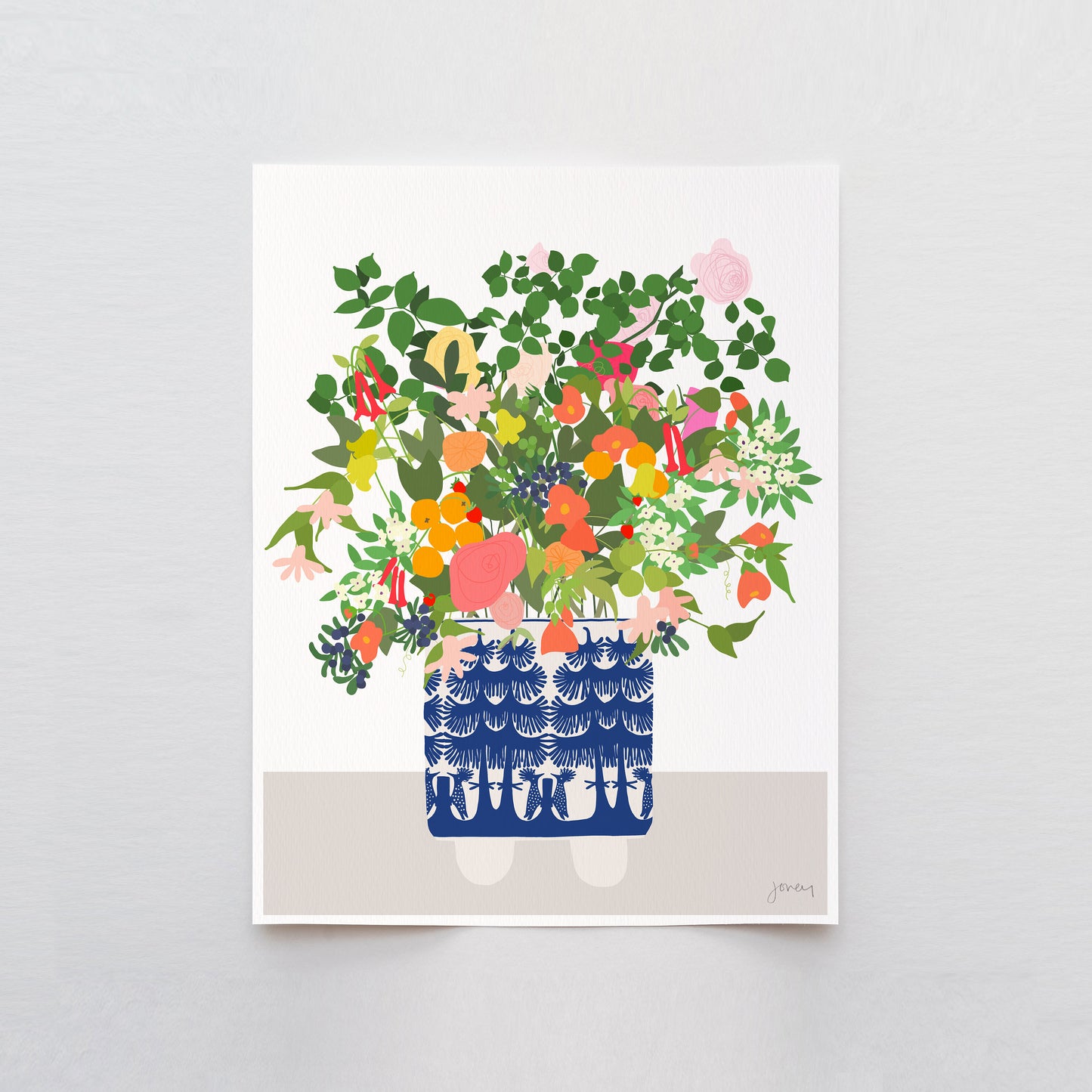 Still Life with Delft Blue Vase Art Print - Unframed or Framed - 201008