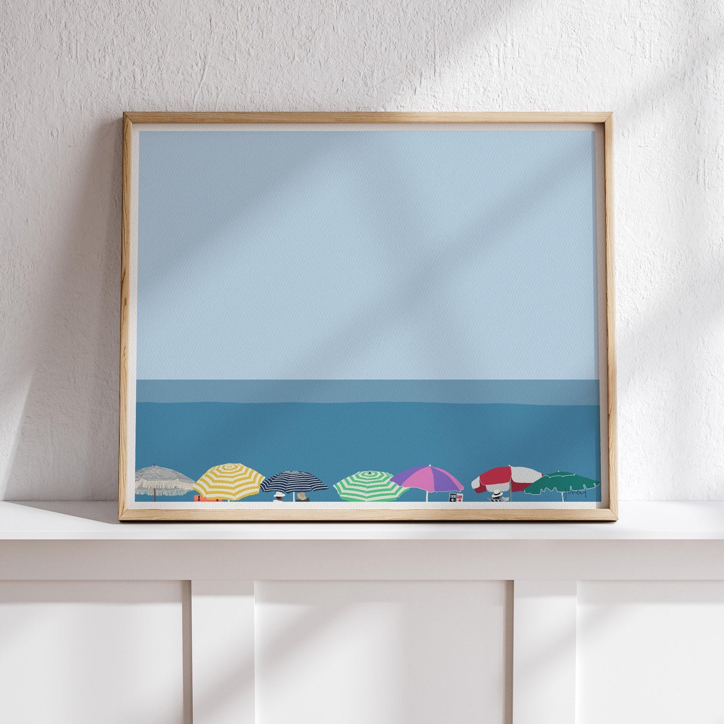 Beach Umbrellas Art Print - Unframed or Framed - 210603