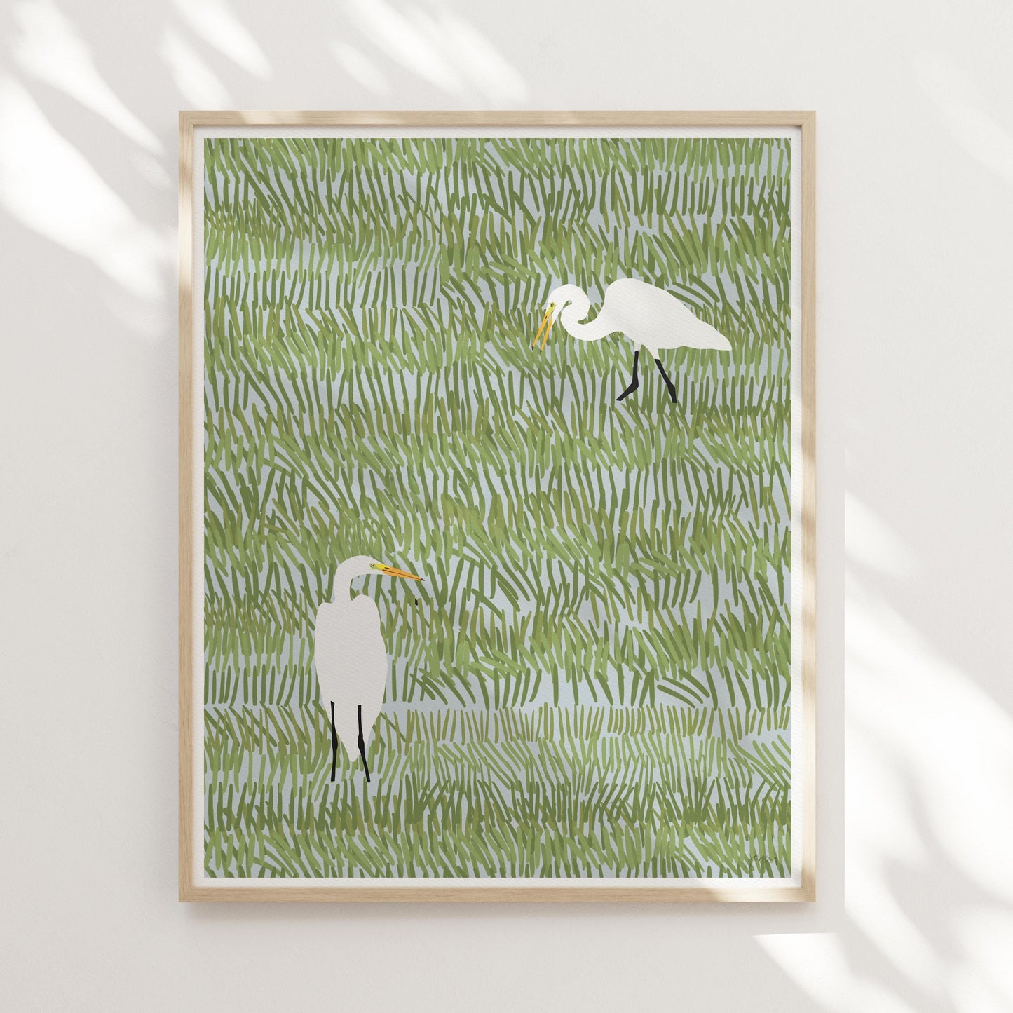 Two Egrets Art Print - Unframed or Framed - 220402