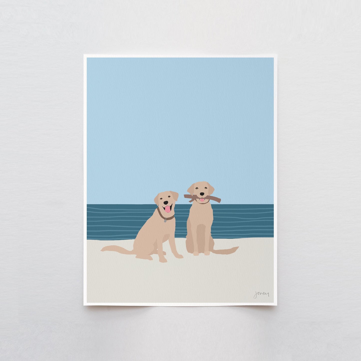 Labradors at the Beach Art Print - Unframed or Framed - 160522