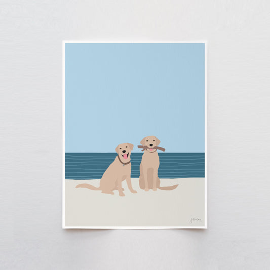 Labradors at the Beach Art Print - Unframed or Framed - 160522